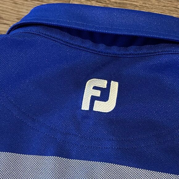 FootJoy Golf Polo Mens XL Blue White Colorblock Short Sleeve Performance Logo - Picture 3 of 8